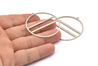 Gümüş Çember Charm, 4 Antik Gümüş Kaplamalı Pirinç Dokulu Çember Charm Küpe, 1 Döngü, Kolye Uçları, Bulgular (45x43x1mm) D0797 H1098
