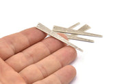 Silver Triangle Charm, 12 Textured Antique Silver Plated Brass Triangle Charms With 1 Hole, Earrings, Findings (48x7x0.50mm) D1092 H1074