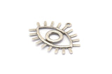 Silver Eye Charm, 24 Antique Silver Plated Brass Eye Charms With 1 Loop, Pendants, Earrings (27x22x1mm) A1202 H1084