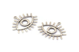 Silver Eye Charm, 24 Antique Silver Plated Brass Eye Charms With 1 Loop, Pendants, Earrings (27x22x1mm) A1202 H1084