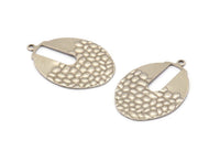 Gümüş Oval Charm, 1 Halkalı 6 Antik Gümüş Kaplamalı Pirinç Dalgalı Oval Charm, Küpeler, Bulgular, Kolye Uçları (21x30x0,60 mm) D1106 H1082