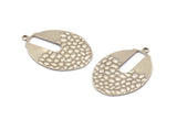 Gümüş Oval Charm, 1 Halkalı 6 Antik Gümüş Kaplamalı Pirinç Dalgalı Oval Charm, Küpeler, Bulgular, Kolye Uçları (21x30x0,60 mm) D1106 H1082