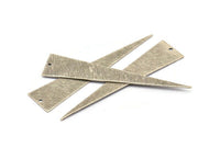 Silver Triangle Charm, 8 Textured Antique Silver Plated Brass Triangle Charms With 1 Hole, Earrings, Findings (60x13x0.60mm) D1017 H1136