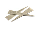 Silver Triangle Charm, 8 Textured Antique Silver Plated Brass Triangle Charms With 1 Hole, Earrings, Findings (60x13x0.60mm) D1017 H1136