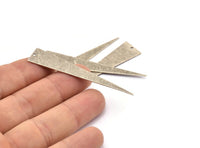 Silver Triangle Charm, 8 Textured Antique Silver Plated Brass Triangle Charms With 1 Hole, Earrings, Findings (60x13x0.60mm) D1017 H1136