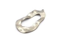 Silver Drop Charm, 8 Antique Silver Plated Brass Irregular Charms With 1 Loop, Earrings, Pendants, Findings (32x18x0.60mm) D1260 H1118