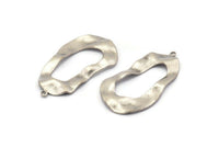 Silver Drop Charm, 8 Antique Silver Plated Brass Irregular Charms With 1 Loop, Earrings, Pendants, Findings (32x18x0.60mm) D1260 H1118
