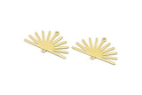 Brass Sun Charm, 8 Raw Brass Sun Charms With 2 Loops (19x30x0.80mm) M02324