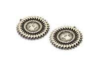 Gümüş Güneş Charm'ı, 1 Halkalı Antik Gümüş Kaplamalı Pirinç Güneş Kolye Uçları, Charm Kolye Uçları (30x29mm) N1577 H1581