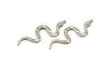Silver Snake Pendant, 2 Antique Silver Plated Brass Snake Pendants With 1 Loop, Charms, Findings (49x17x2.8mm) N1602 H1573