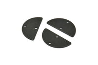 Semi Circle Charm, 8 Textured Oxidized Black Brass Half Moon Charms With 2 Holes (25x13x0.80mm) A1905 S1195