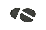 Semi Circle Charm, 8 Textured Oxidized Black Brass Half Moon Charms With 2 Holes (25x13x0.80mm) A1905 S1195