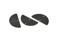 Semi Circle Charm, 8 Textured Oxidized Black Brass Half Moon Charms With 2 Holes (25x13x0.80mm) A1905 S1195