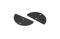 Yarım Daire Charm, 2 Delikli 12 Dokulu Oksitlenmiş Siyah Pirinç Yarım Ay Charm (20x10x0,80 mm) A1908 S1212