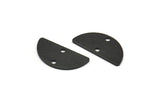 Yarım Daire Charm, 2 Delikli 12 Dokulu Oksitlenmiş Siyah Pirinç Yarım Ay Charm (20x10x0,80 mm) A1908 S1212
