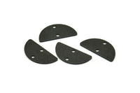 Yarım Daire Charm, 2 Delikli 12 Dokulu Oksitlenmiş Siyah Pirinç Yarım Ay Charm (20x10x0,80 mm) A1908 S1212