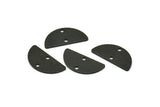 Yarım Daire Charm, 2 Delikli 12 Dokulu Oksitlenmiş Siyah Pirinç Yarım Ay Charm (20x10x0,80 mm) A1908 S1212