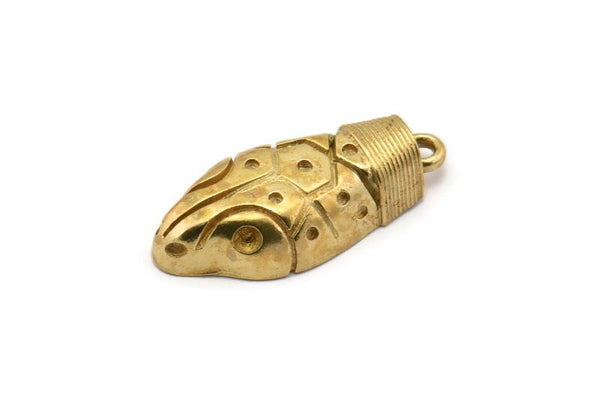 Brass Snake Pendant, 2 Raw Brass Snake Pendants With 1 Loop, Charms, Findings (28x12x6mm) SY0031