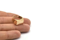 Brass Rectangle Ring, 2 Raw Brass Rectangle Shaped Adjustable Ring Settings, Stamping Rectangle Ring Base (17mm) SY0022