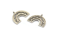 Gümüş Charm, 4 Antik Gümüş Kaplama Pirinç, Gümüş Kolye Uçları, Charm Kolye Uçları, 1 Döngülü Gümüş Yarım Daire Charmlar (24x18x1,2 mm) N1473 H1337