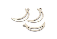 Gümüş Ay Tılsımı, 1 Döngülü 12 Antik Gümüş Kaplamalı Pirinç Hilal Ay Tılsımı (25x5x0,80 mm) M01188 H1273