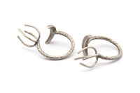 Silver Moon Ring, 2 Antique Silver Plated Brass 4 Claw Ring For Natural Stones N1026 H1263