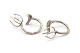 Silver Moon Ring, 2 Antique Silver Plated Brass 4 Claw Ring For Natural Stones N1026 H1263