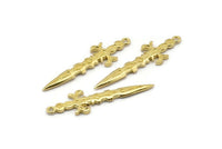Pirinç Kılıç Tılsımı, 1 Halkalı 4 Ham Pirinç Kılıç Tılsımı, Küpeler, Tılsımlar, Kolye Uçları, Bulgular (39x10x1,8 mm) N1587