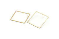 Gold Square Earring, 2 Gold Plated Brass Square Stud Earrings (42mm) Bs 1310 A1778 Q1109