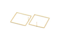 Gold Square Earring, 2 Gold Plated Brass Square Stud Earrings (42mm) Bs 1310 A1778 Q1109