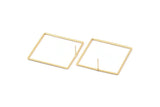Gold Square Earring, 2 Gold Plated Brass Square Stud Earrings (42mm) Bs 1310 A1778 Q1109