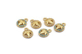 Gold Leaf Charm, 4 Gold Plated Leaf, Cubic Zircon, CZ Pave Leaf Charm, Zircon Charm Pendants (8x10mm) SY0003