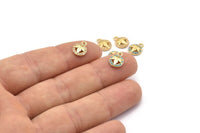 Gold Leaf Charm, 4 Gold Plated Leaf, Cubic Zircon, CZ Pave Leaf Charm, Zircon Charm Pendants (8x10mm) SY0003