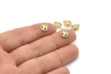 Gold Leaf Charm, 4 Gold Plated Leaf, Cubic Zircon, CZ Pave Leaf Charm, Zircon Charm Pendants (8x10mm) SY0003