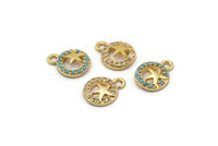 Gold StarFish Charm, 4 Gold Plated Sea Star Cubic Zircon, CZ Pave Sea Star Charm, Zircon Charm Pendants (8x10mm) SY0005