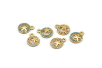 Gold StarFish Charm, 4 Gold Plated Sea Star Cubic Zircon, CZ Pave Sea Star Charm, Zircon Charm Pendants (8x10mm) SY0005