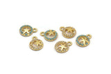 Gold StarFish Charm, 4 Gold Plated Sea Star Cubic Zircon, CZ Pave Sea Star Charm, Zircon Charm Pendants (8x10mm) SY0005