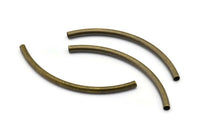Brass Curved Tube Beads, 30 Antique Brass Curved Tube Findings (55x3mm)  BRC307