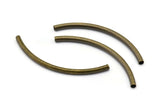 Brass Curved Tube Beads, 30 Antique Brass Curved Tube Findings (55x3mm)  BRC307