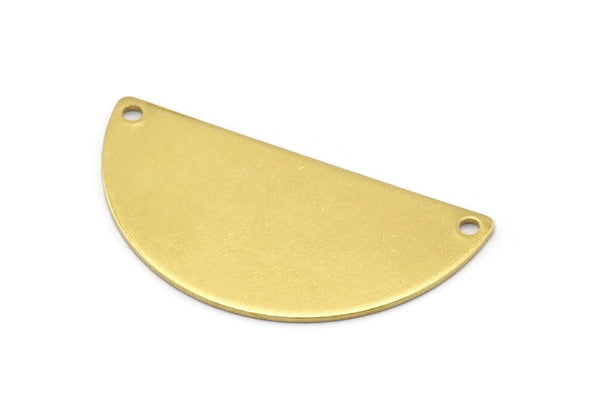 Brass Half Moon, 12 Raw Brass Semi Circle Blanks (40x20x0.80) A0939