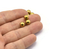 8mm Ball Beads, 20 Raw Brass Ball Beads Without Holes (8mm) Bs-1095--r005