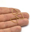 Geometric Brass Charm, 24 Raw Brass Textured Drop Connectors (20x15mm) A0574