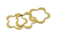 Floral Choker Charm, 5 Raw Brass Flower Connectors (28x1mm) Bs 1323