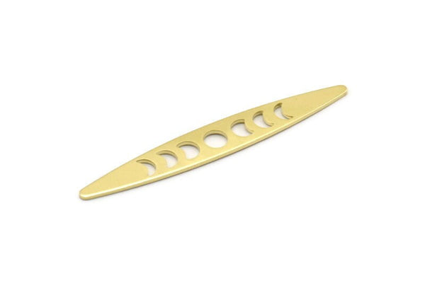 Brass Oval Blank, 12 Raw Brass, Brass Blanks, Brass Oval Moon Phases Blanks (50x7x0.80mm) M02496