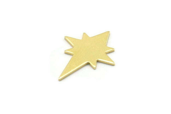 Brass Pole Star Blank, 24 Raw Brass, Brass Blanks, Brass Pole Star Blanks (20x15x0.80mm) M02482