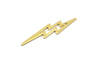 Brass Lightning Charm, 24 Raw Brass, Brass Lightning Charms With 1 Hole (34x8x0.80mm) M02473