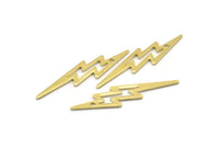 Brass Lightning Charm, 24 Raw Brass, Brass Lightning Charms With 1 Hole (34x8x0.80mm) M02473