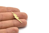 Brass Lightning Charm, 12 Raw Brass, Brass Lightning Charms With 1 Hole (34x8x0.80mm) M02477