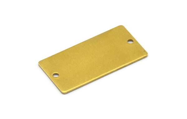 Rectangle Personalized Bar, 12 Raw Brass Rectangle Stamping Blank With 2 Holes Bracelet, Necklace Pendant (30x15x0.80mm) A0847