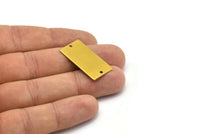 Rectangle Personalized Bar, 12 Raw Brass Rectangle Stamping Blank With 2 Holes Bracelet, Necklace Pendant (30x15x0.80mm) A0847